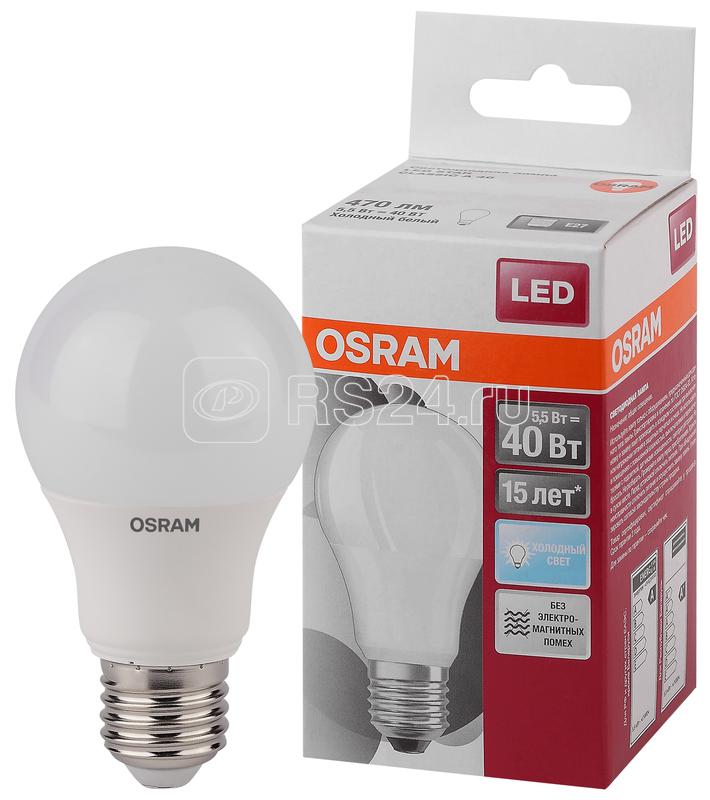 Лампа светодиодная LED Star Classic A 40 5.5W/865 5.5Вт грушевидная матовая 6500К холод. бел. E27 470лм 220-240В пластик. OSRAM 4052899971523