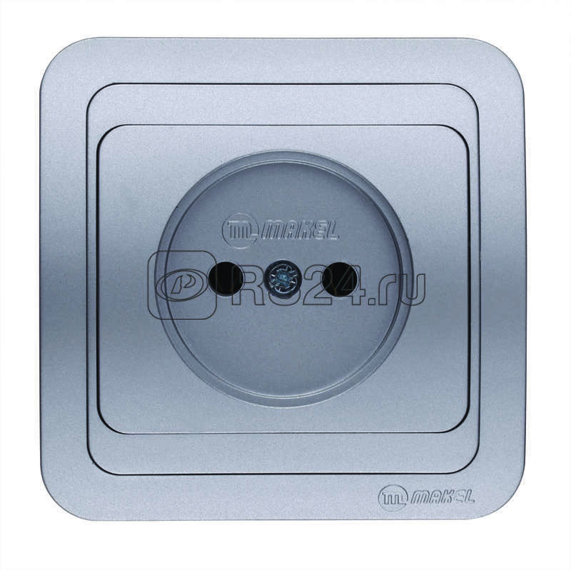 Розетка 1-м СП Mimoza 16А IP20 без заземл. серебр./серебр. Makel 23402