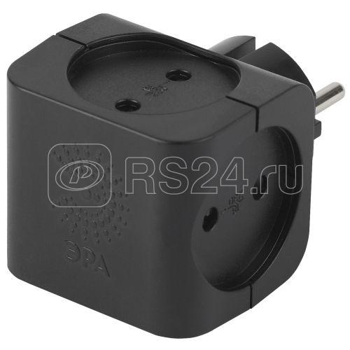 Разветвитель 4-м без заземл. 16А IP20 SP-4-B черн. Эра Б0008207