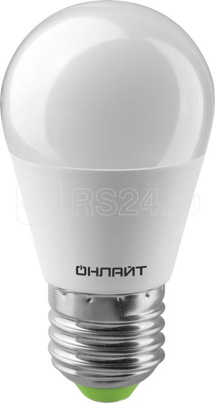 Лампа светодиодная 61 138 OLL-G45-6-230-6.5K-E27 6Вт шар 6500К холод. бел. E27 600лм 176-264В ОНЛАЙТ 61138