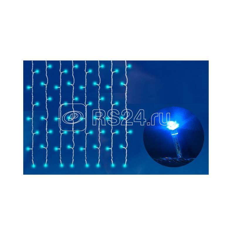 Занавес светодиодный ULD-C2030-240/TWK BLUE IP67 с эффектом мерцания 3х2м соединяемый 240LED cиний свет провод бел. Uniel UL-00001358