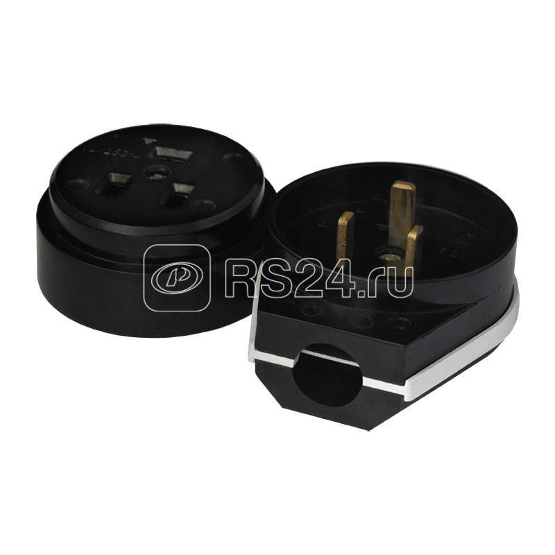Разъем РШ-ВШ 32А 250В 2P+PE откр. уст. черн. UNIVersal 1234