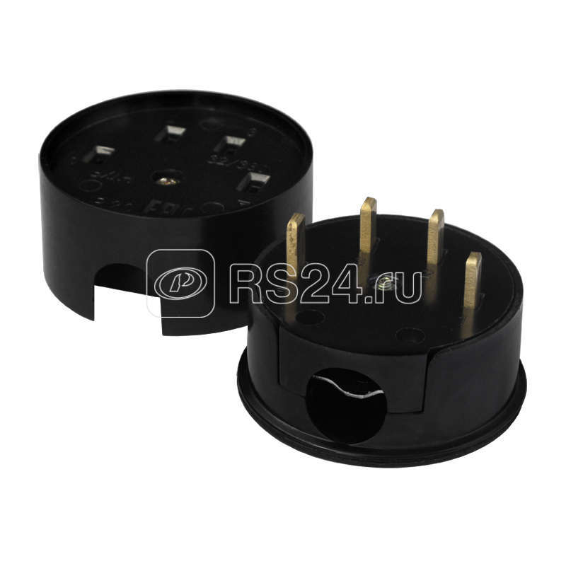 Разъем РШ-ВШ 32А 380В 3Р+РЕ кругл. черн. UNIVersal 1233