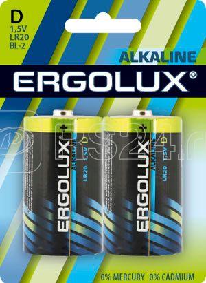 Элемент питания алкалиновый D/LR20 1.5В Alkaline BL-2 (блист.2шт) Ergolux 11752