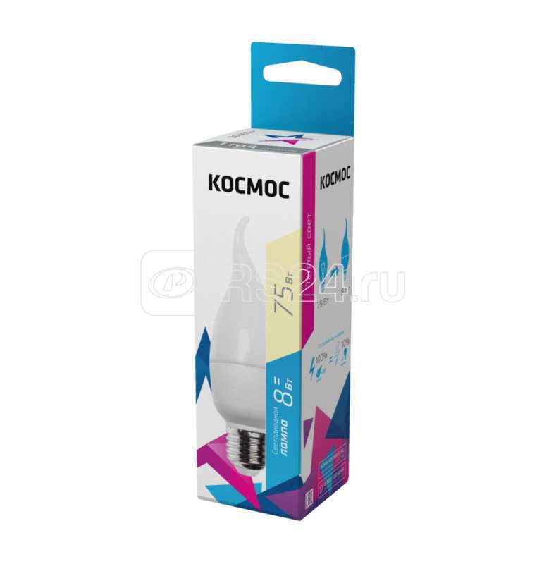 Лампа светодиодная CW 8Вт 220В E27 3000К Космос Lksm_LED8wCWE2730