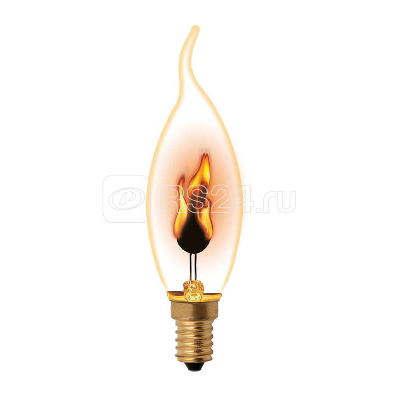 Лампа декоративная IL-N-CW35-3/RED-FLAME/E14/CL с типом свечения "эффект пламени" форма "свеча на ветру" прозр. упак. картон Uniel UL-00002982