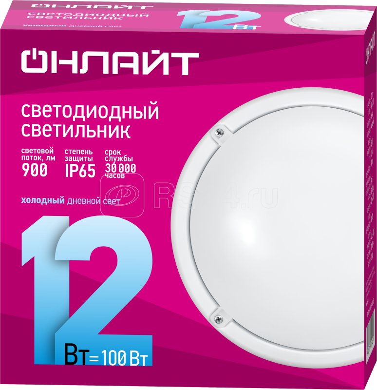 Светильник светодиодный 61 194 OBL-R1-12-6.5K-WH-IP65-LED 12Вт 6500К IP65 900лм ЖКХ круг бел. (аналог НПП) ОНЛАЙТ 61194