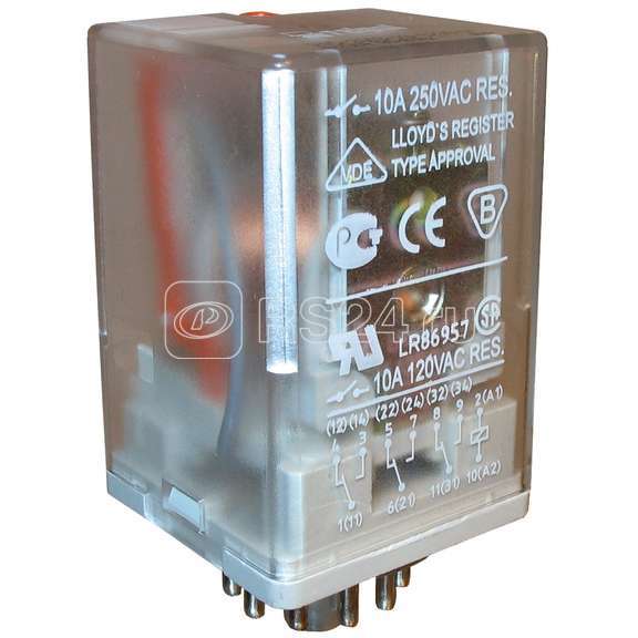 Реле 10А 220В DC 3CO R15-2013-23-1220-WTLD мех. инд. тест-кнопка светодиод. выпрям. Relpol A8130-804616