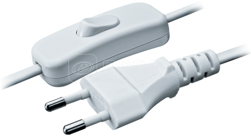 Шнур 61 724 NPS-FS-170-2х0.5-WH 1.7м с выкл. бел. Navigator 61724
