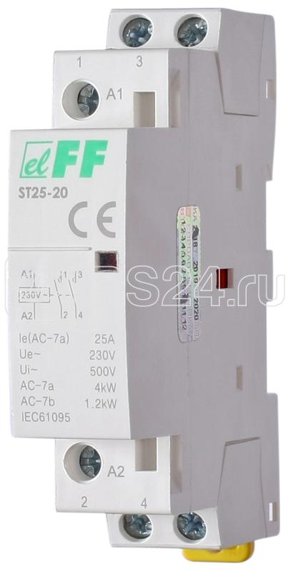 Контактор модульный ST-25-20 2НО 2.2Вт 1мод. монтаж на DIN-рейку F&F EA13.001.001
