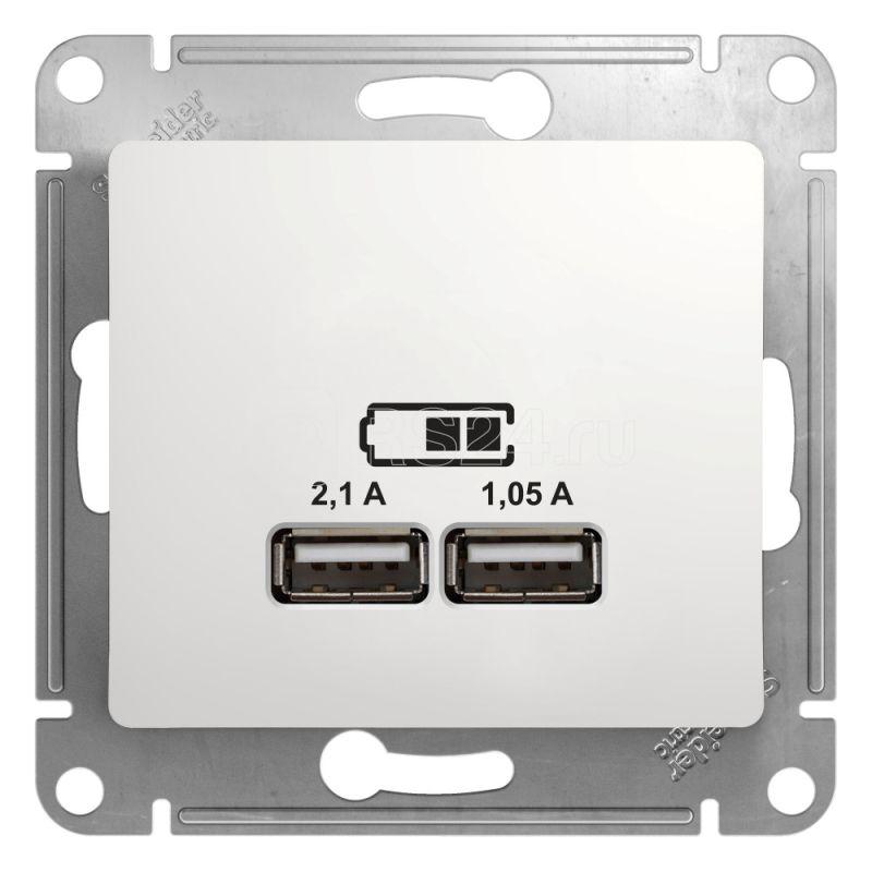 Розетка USB 2-м СП Glossa тип A+A 5В/2.1А 2х5В/1.05А механизм бел. SE GSL000133