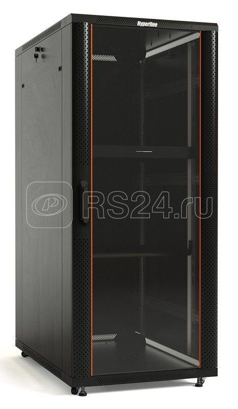 Шкаф напольный TTB-4268-AS 19дюйм 42U 2055х600х800мм передн. стеклян. дверь со стальными перфорир. боковинами; задн. дверь сплошная ручка с замком крыша нового типа RAL 9004 черн. Hyperline 392682