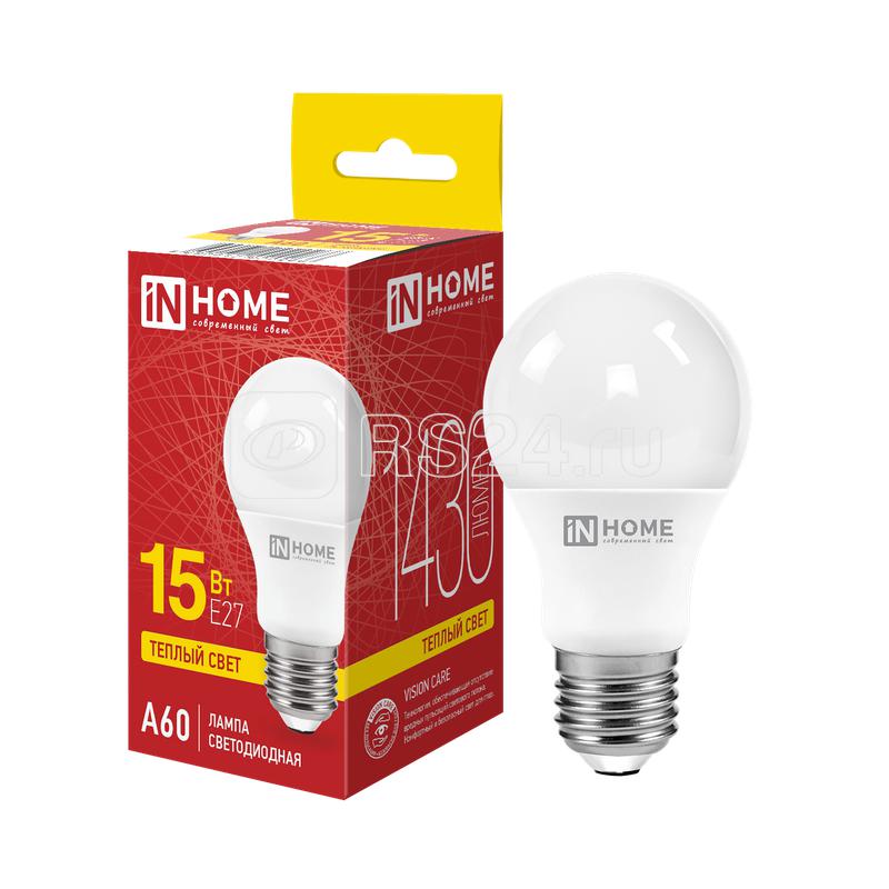Лампа светодиодная LED-A60-VC 15Вт грушевидная 3000К тепл. бел. E27 1430лм 230В IN HOME 4690612020266