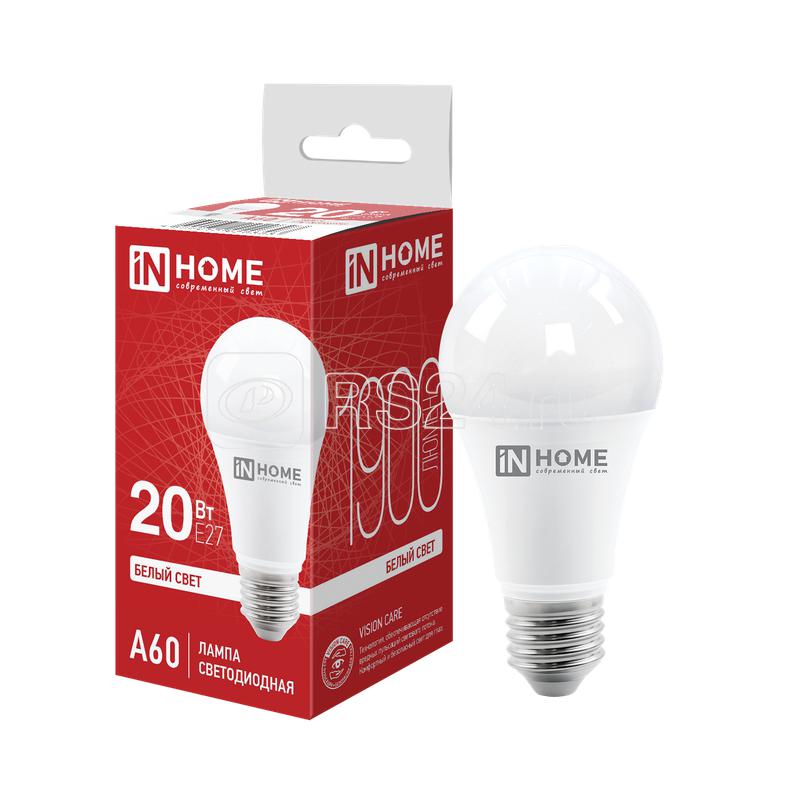 Лампа светодиодная LED-A60-VC 20Вт грушевидная 4000К нейтр. бел. E27 1900лм 230В IN HOME 4690612020303