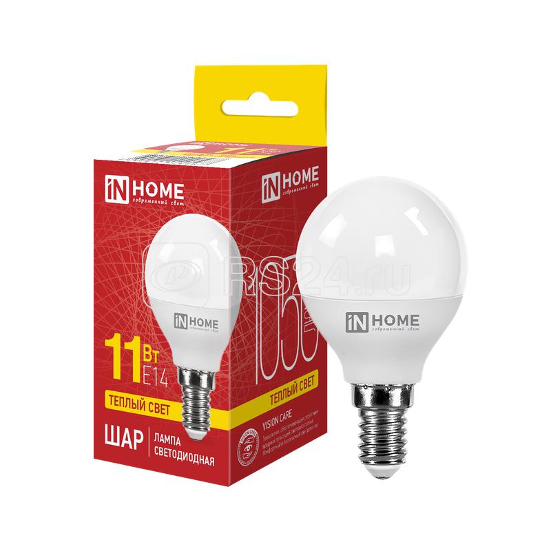 Лампа светодиодная LED-ШАР-VC 11Вт шар 3000К тепл. бел. E14 1050лм 230В IN HOME 4690612020587