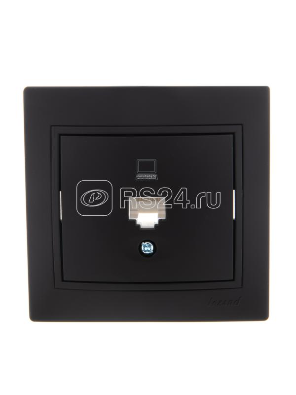 Розетка компьютерная 1-м СП Mira RJ45 черн. бархат LEZARD 701-4242-139