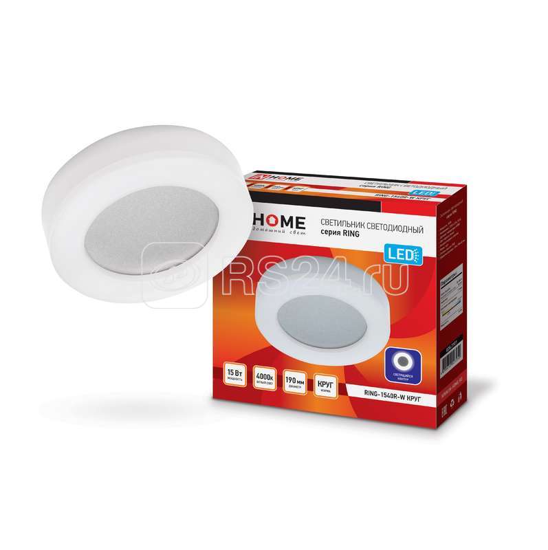 Светильник светодиодный RING-1540R-W 15Вт 4000К IP65 910лм 230В 190мм круг IN HOME 4690612023250