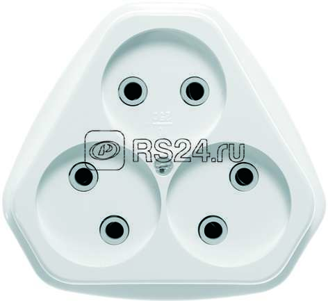 Розетка 3-м СП РС10-394 10А IP20 бел. Кунцево 5928