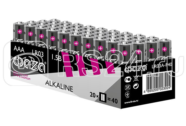 Элемент питания алкалиновый AAA/LR03 1.5В Alkaline Pack-40 (уп.40шт) ФАZА 5023024
