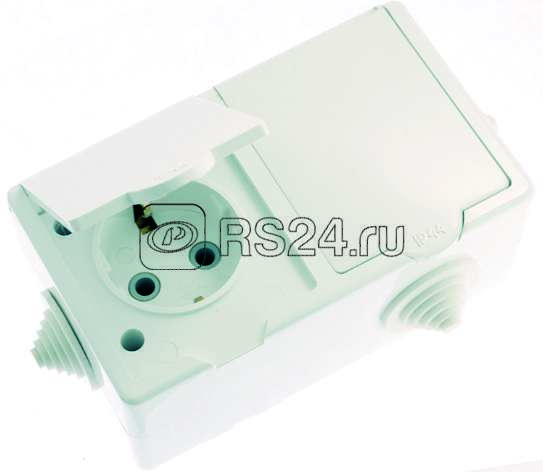 Розетка 2-м ОП РА16-759 16А IP44 с заземл. ПГ бел. Кунцево 5907