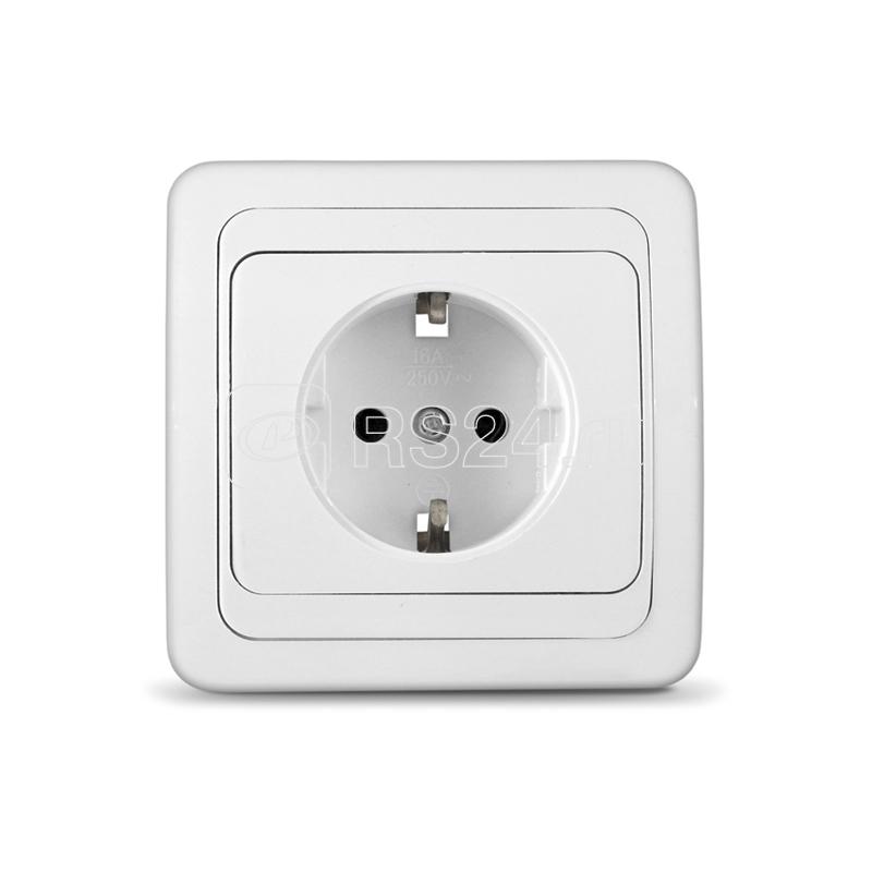 Розетка 1-м СП Валери 16А IP20 с заземл. бел. UNIVersal В0028