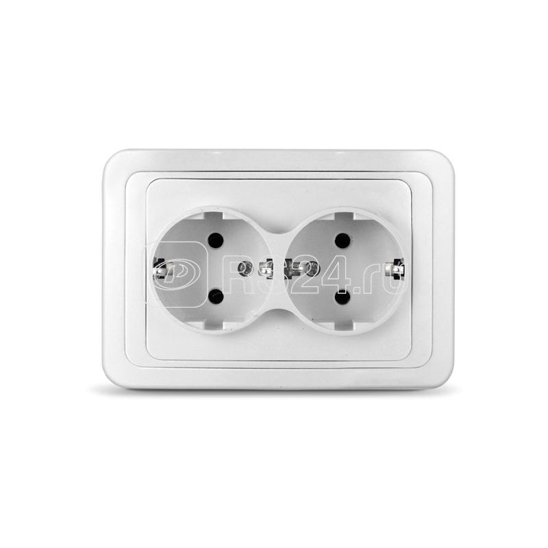 Розетка 2-м СП Валери 16А IP20 с заземл. бел. UNIVersal В0128