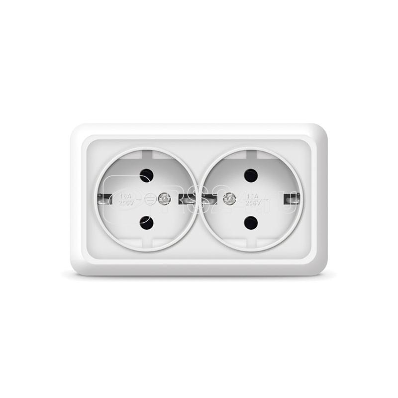 Розетка 2-м ОП Олимп 16А IP20 с заземл. бел. UNIVersal О0128