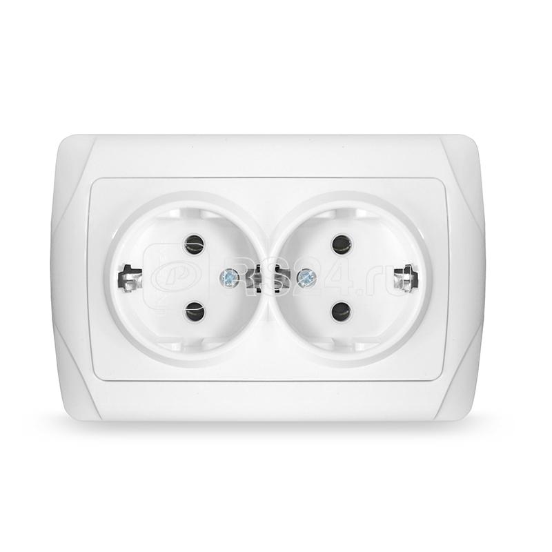 Розетка 2-м СП Маргарита 16А IP20 с заземл. бел. UNIVersal М0128